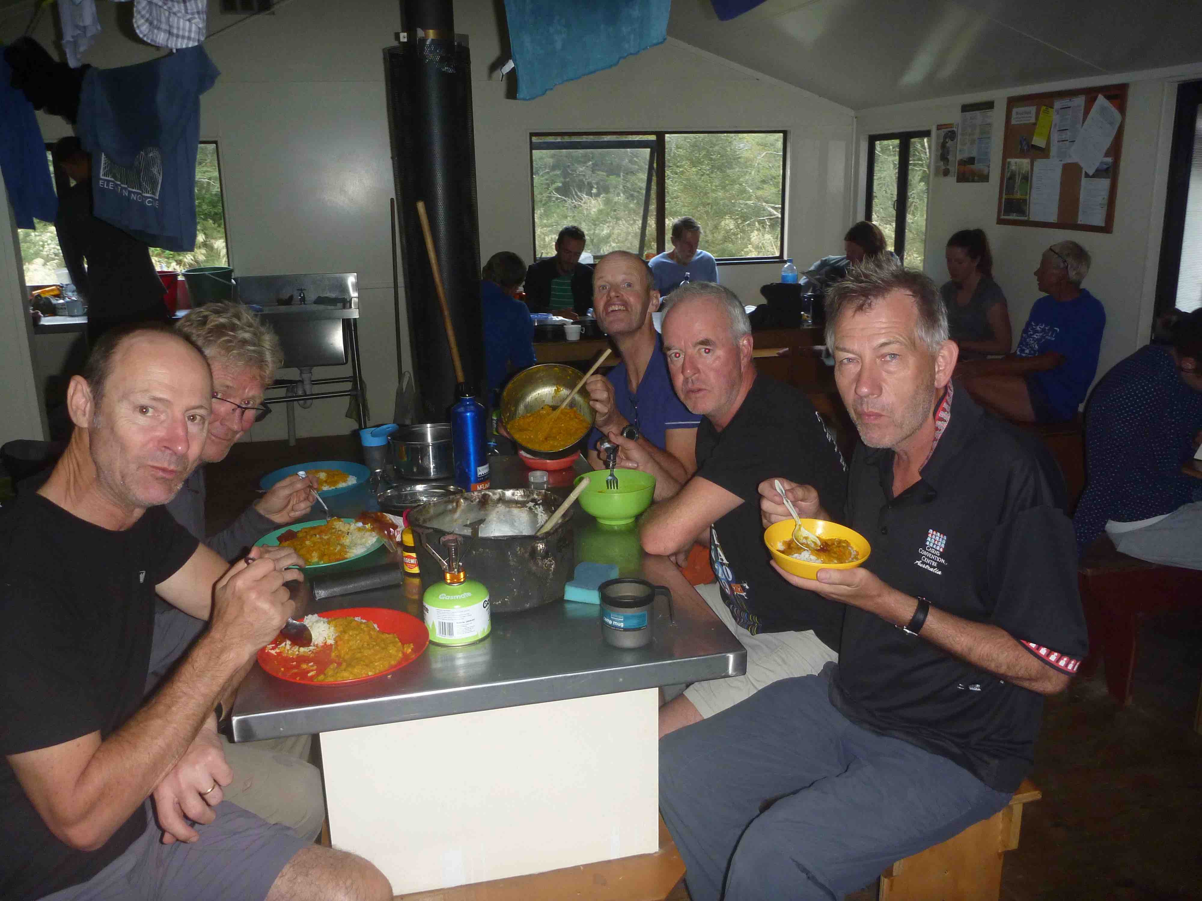 Group dinner in West Sabine Hut