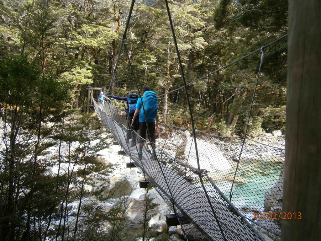 Swing bridge on the Routeburn Track