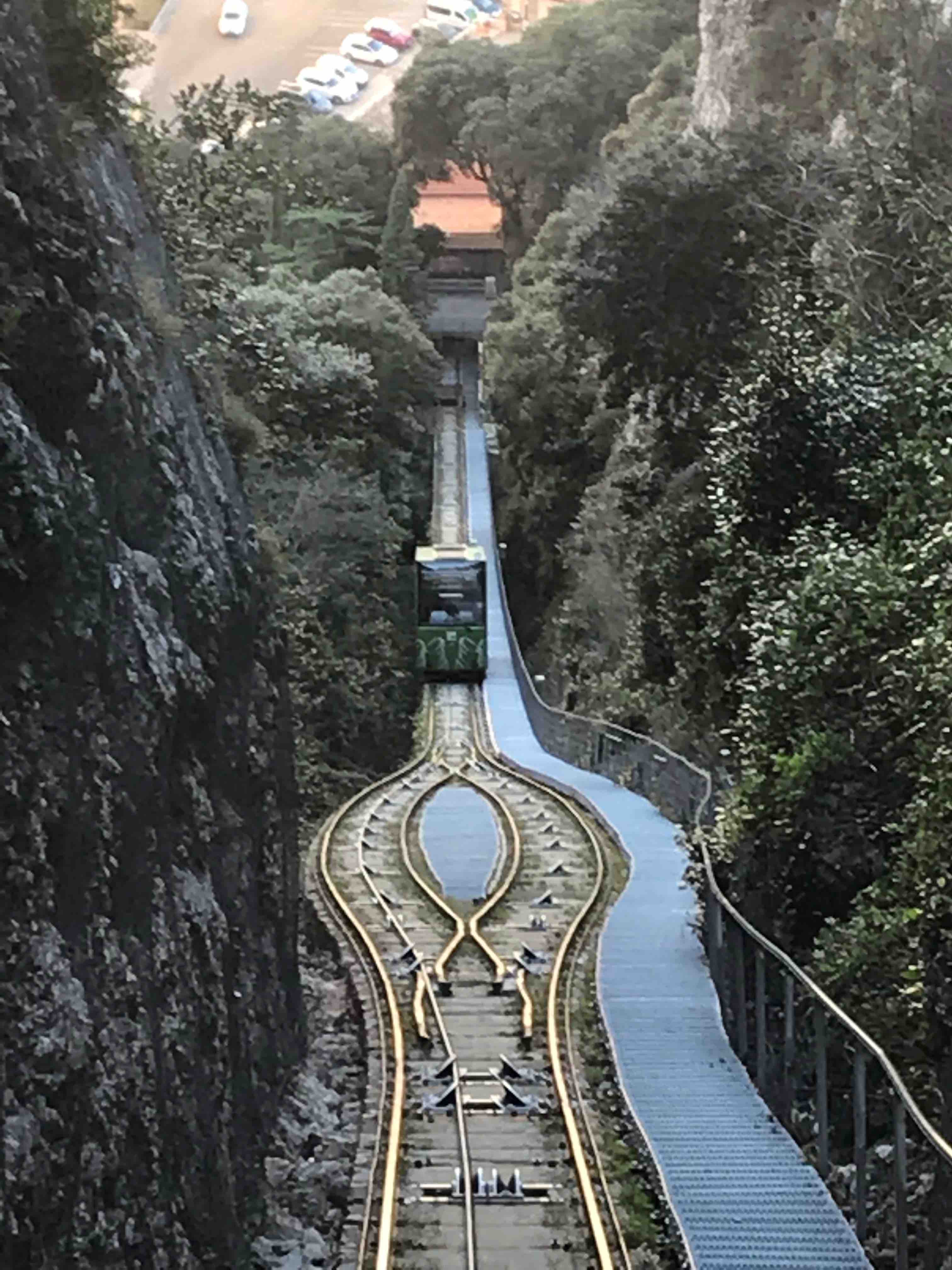 Looking back down to the Funicular Train