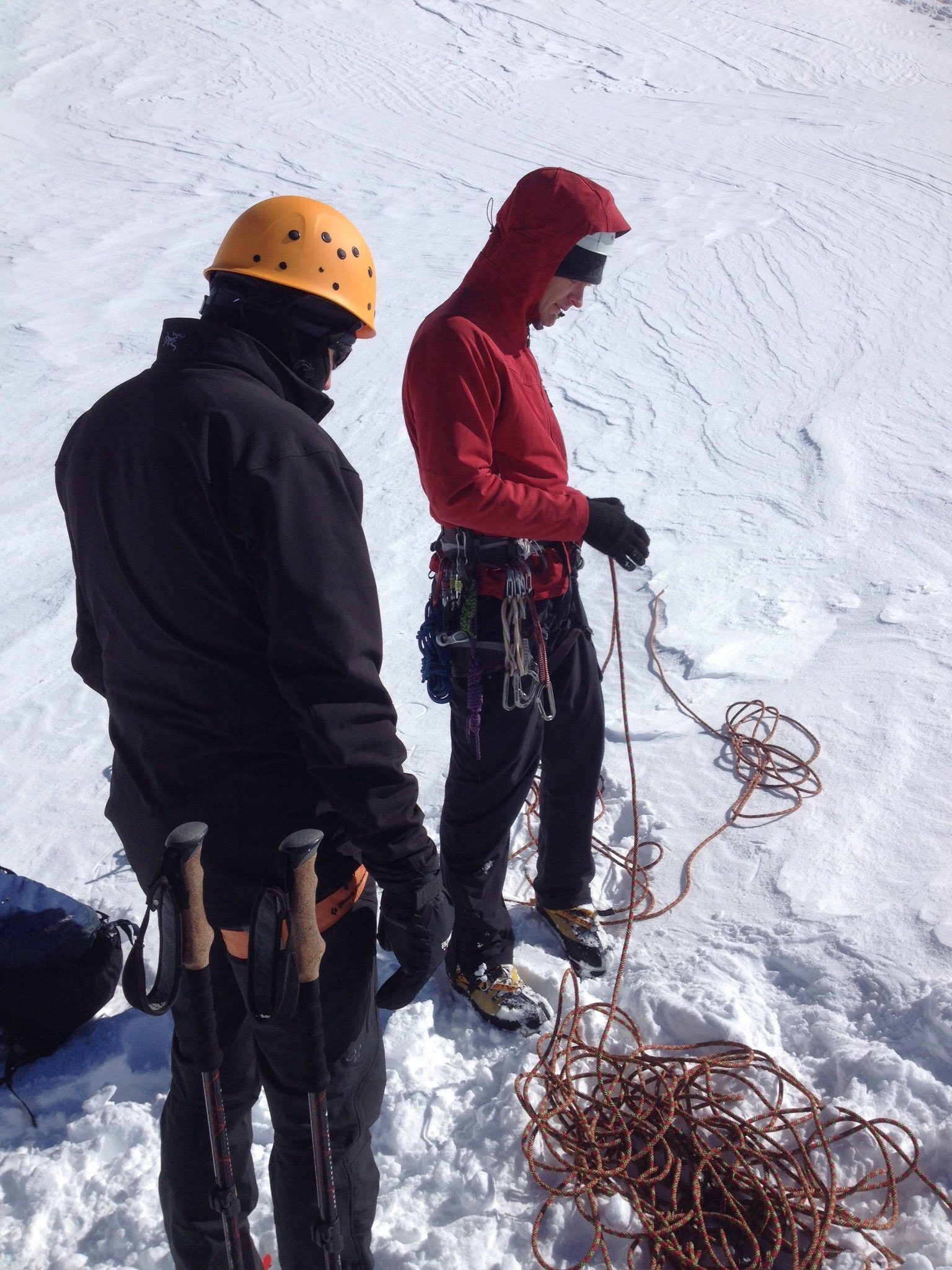 Sorting out the ropes to get ready for our climb