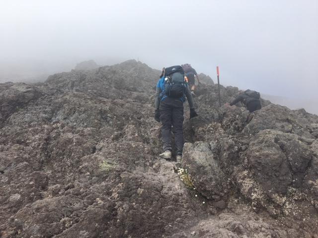 Scrambling up the Lizard while climbing Mt Taranaki