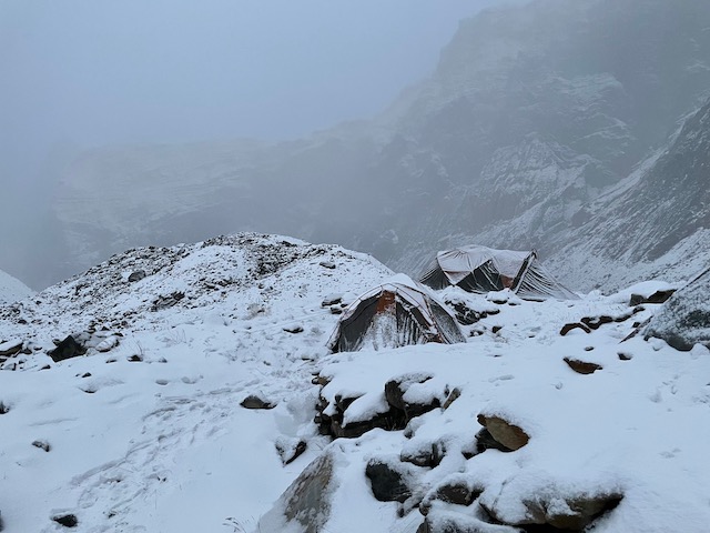 Our first night of snow - at Glacier Camp