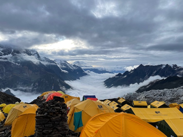 Clouds in the valley below