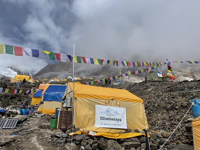 Climbalaya dining tent and prayer flags