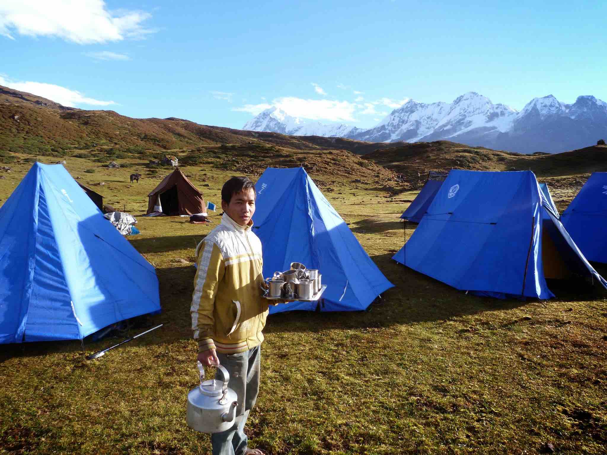 Tents set up in field