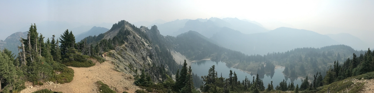 Panorama from Tolmie Peak on a hazy day