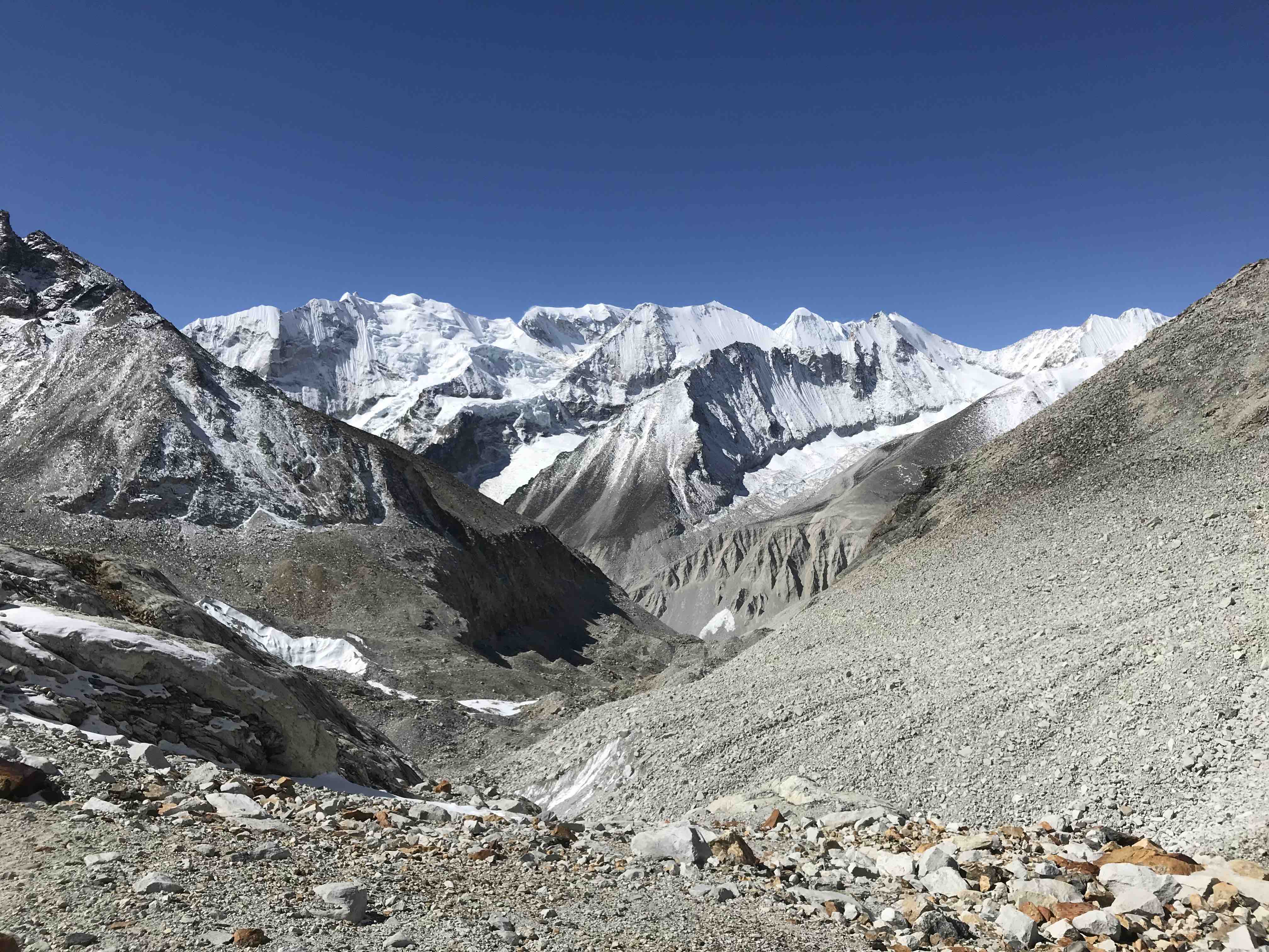 View back down glacier from Makalu Advance Base Camp